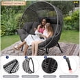 thumbnail image 4 of RADIATA Double Egg Chair Indoor Outdoor Stationary Oversized Thicken Padded Cushions,2 Person Egg Loveseat Chair,600 lbs Extra Large Lounge Chair for Patio Balcony Porch Backyard Gray, 4 of 8