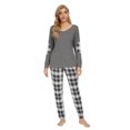thumbnail image 2 of MintLimit Women's Pajamas Set Long Sleeve Tops and Check Plaid Pants Sleepwear Soft Lounge Set, 2 of 5