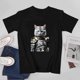 thumbnail image 3 of Blue Eyes Armor Cat Tee Shirt Cute kitten short sleeve Christmas Gift for Cat Lover, 3 of 4