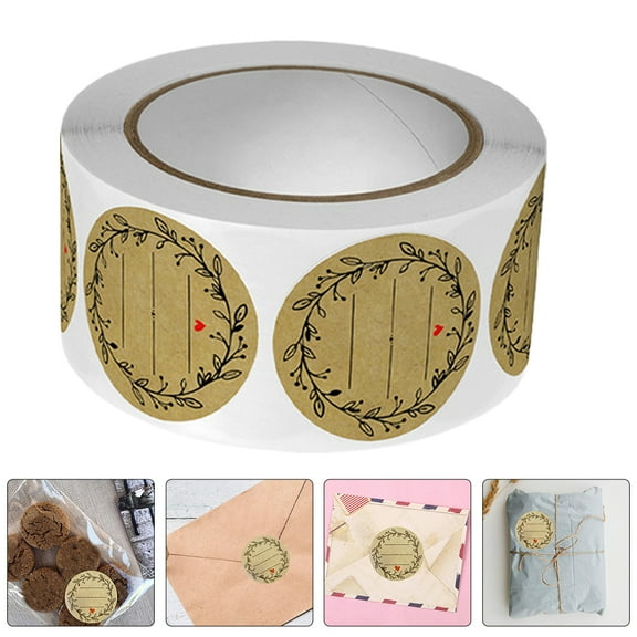 Raindrops Kraft Paper Food Label Stickers, Multi-Color Elegant Design, Easy to Write, Removable & Reusable, 3 Rolls for Kitchen Decor