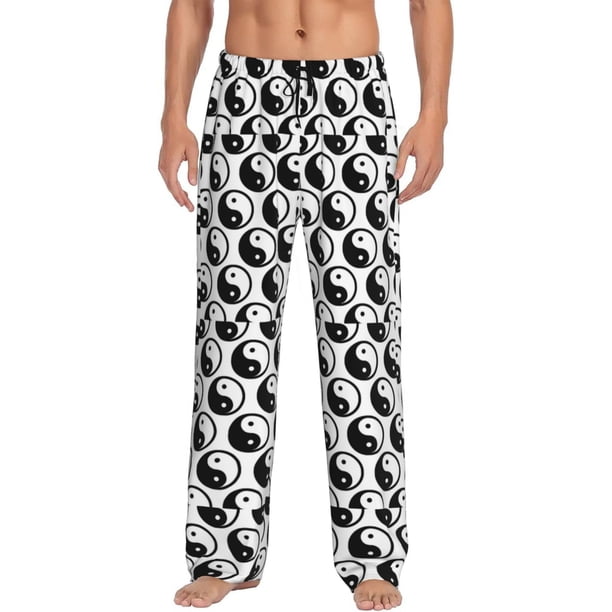 Balery Yin Yang Pantalones de pijama para hombre, pijama ultraligero, pantalón de descanso-X-Large
