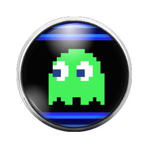 Pacman Ghost Green - 18MM Glass Dome Candy Snap Charm 