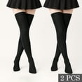 thumbnail image 6 of MoHern Thigh High Socks, 2 Pairs Soft & Breathable Cotton Black Stockings, Snug & Stretchy Over the Knee High Socks with Seamless Toe and Tight Top, Extra Long, 6 of 7