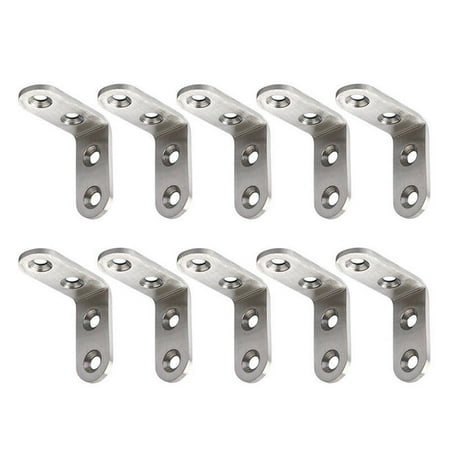 

BSTHOE 10pcs Angle Bracket Joint Shelf Support L Shape Stainless Steel Connector