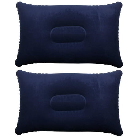 TRIXES 2 x Blue Inflatable Pillow Camping Travel Soft