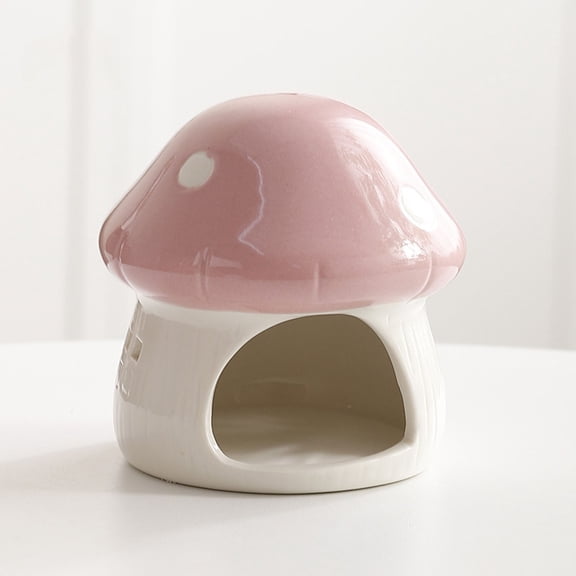Ceramic Mushroom Hamster Hideout Sturdy Safe Breathable Small Pet House Anti Wear Cage Decor Stylish Landscape Shelter Fun Activity Space Practical Gift For Hamster Pet Keepers