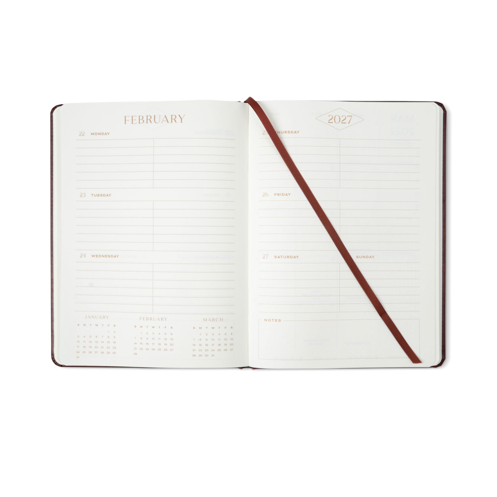 Think Ink 15-Month Weekly Leatherette Planner, 6.5 x 9, Brown, April 2026 - June 2027