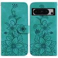 thumbnail image 2 of Compatible avec Google Pixel 8 Pro Étui Portefeuille Embossé Lily avec Porte-Cartes Étui à Rabat en Cuir PU, 2 of 5