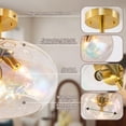 thumbnail image 5 of FTL Gold Semi Flush Mount Ceiling Light Fixture 3 Lights, Hammered Stained Glass Lampshade Chandelier, 14" Large Modern Close to Ceiling Light for Foyer Hallway Entryway Kitchen Bedroom, 5 of 9