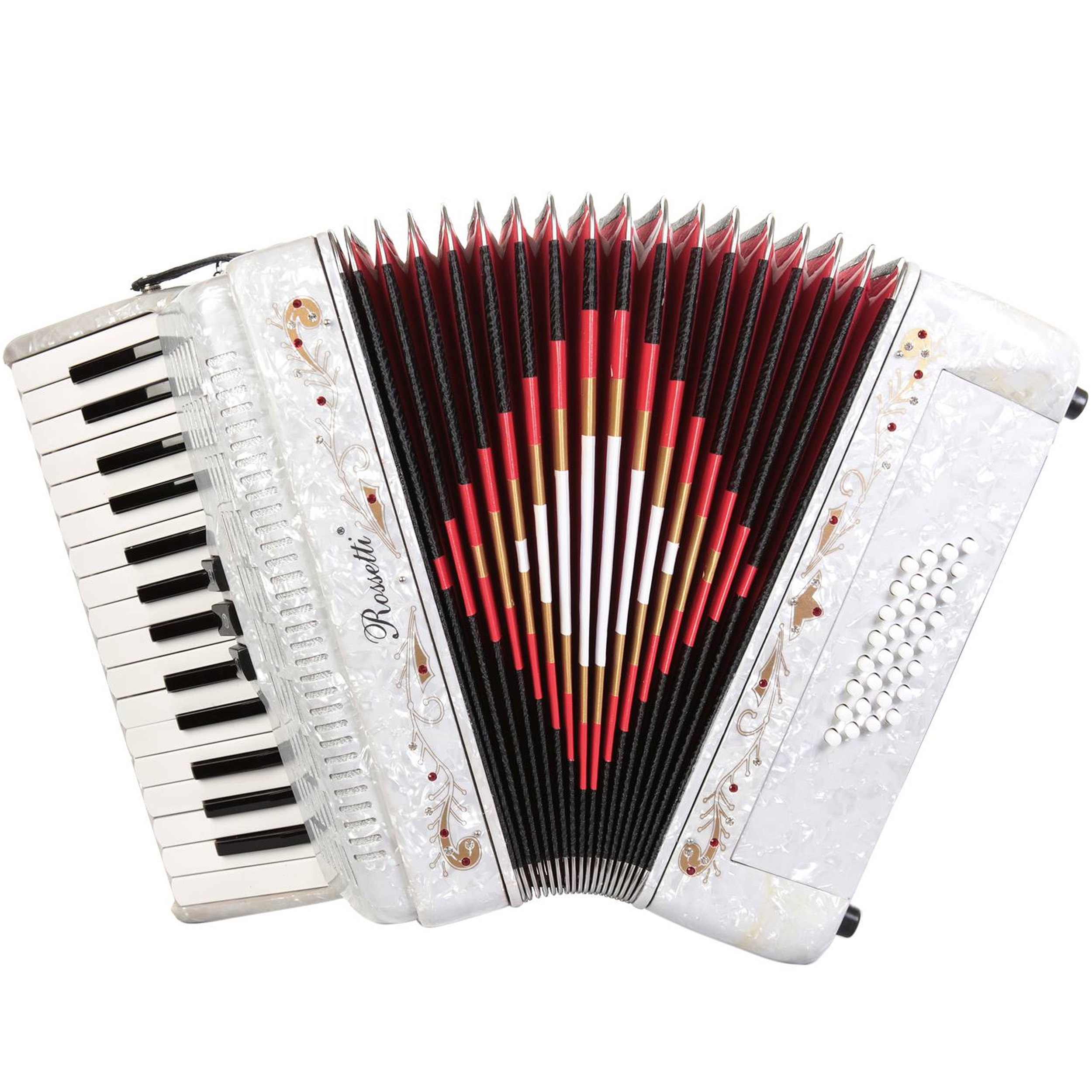Rossetti Piano Accordion 32 Bass 30 Keys 3 Switches, White