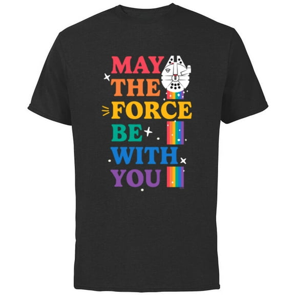 Star Wars Pride May The Force Be With You Rainbow Falcon - Short Sleeve Cotton T-Shirt for Adults - Customized-Black