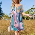 thumbnail image 2 of 80's Diner wavy color pallete Sleeveless Dress wedding dresses for woman dress women summer, 2 of 6