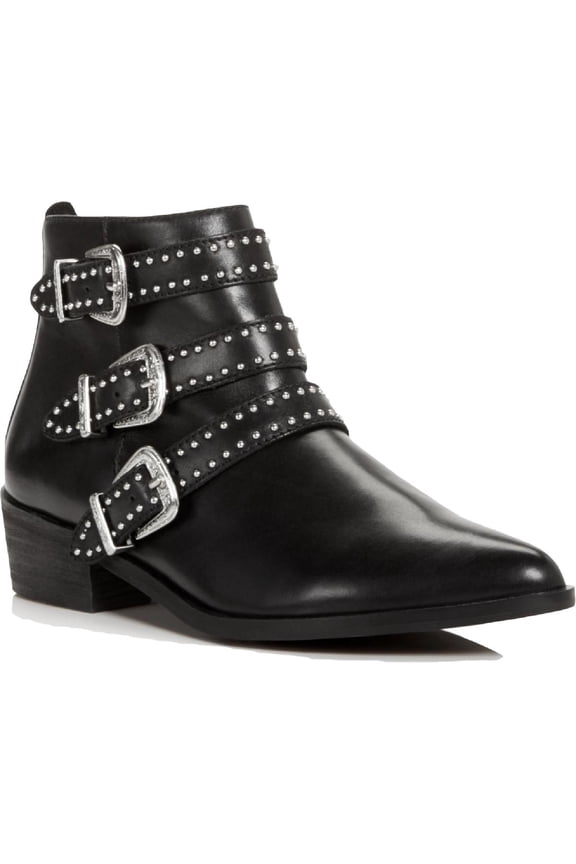 Womens BLANE Leather Studded Ankle Boots