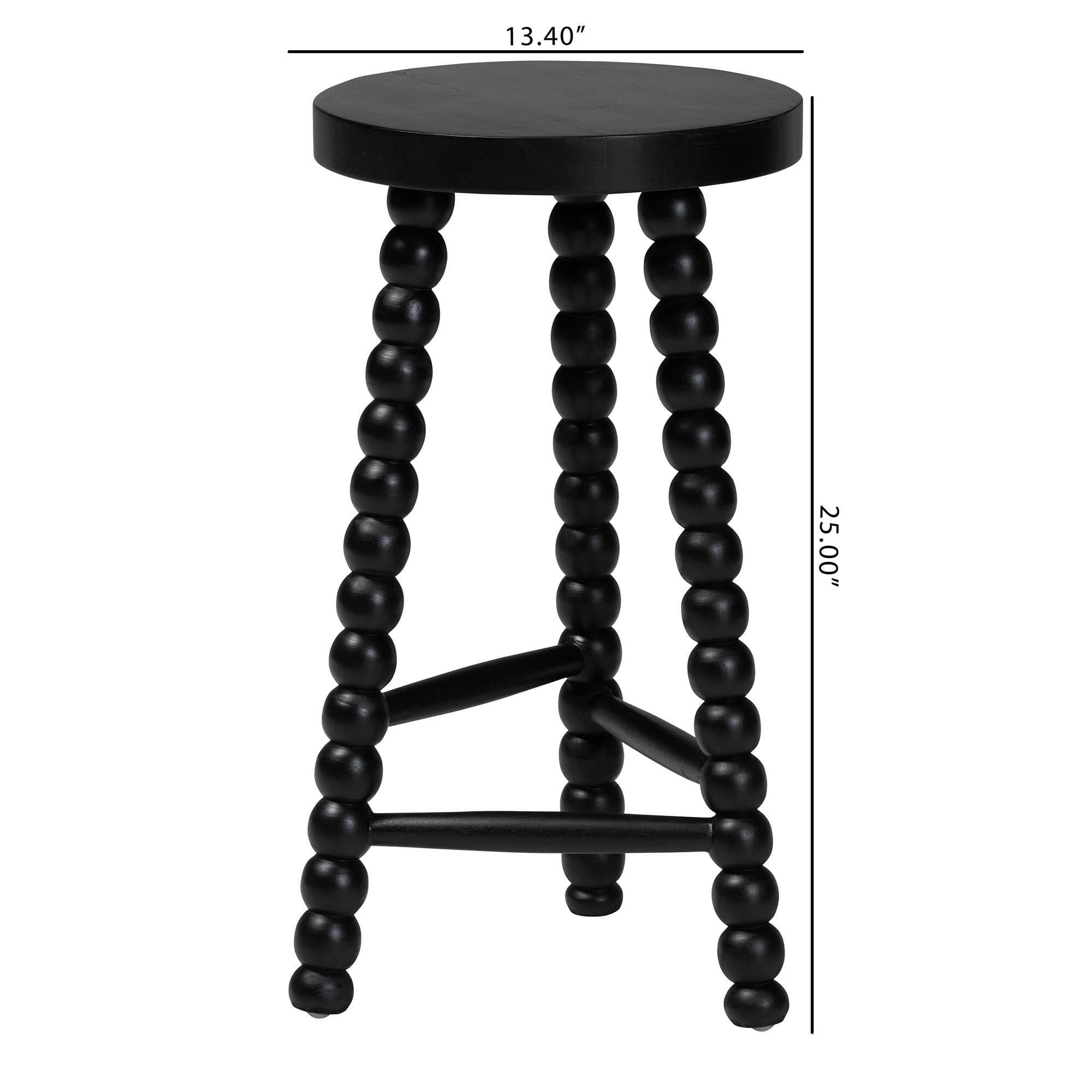 bali & pari David Traditional Counter Stool, Counter Height, Black