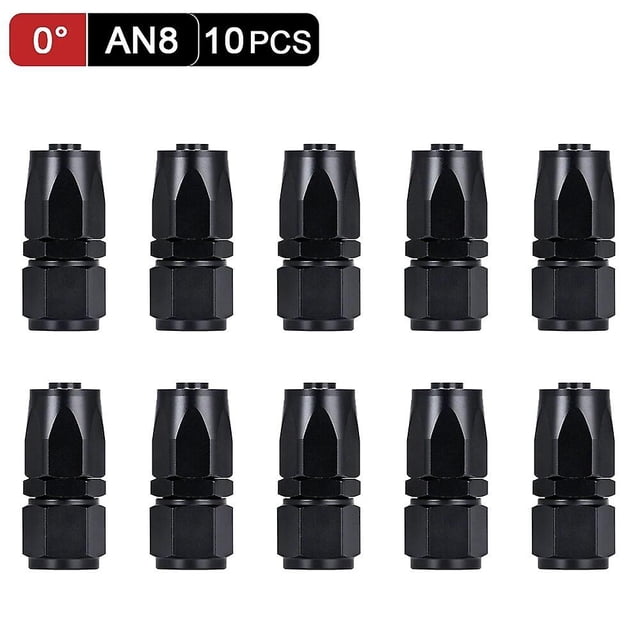 10pcs Black AN6 8 10 Straight 45 90 Degree Oil Fuel Swivel Hose Oil Hose End Adapter Kit~0987