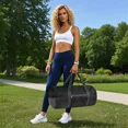 thumbnail image 4 of Round Barrel Bag Foldable Lightweight Packaway Sports Gym Duffle Holdall,Black,Medium, 4 of 7