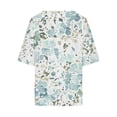 thumbnail image 5 of QIPOPIQ Chemises en Lin pour Femmes Manches 3/4 Hauts Grande Taille T-Shirts Amples à Col Rond T-Shirts Décontractés Tuniques à Manches Trois Quarts Liquidation, 5 of 5