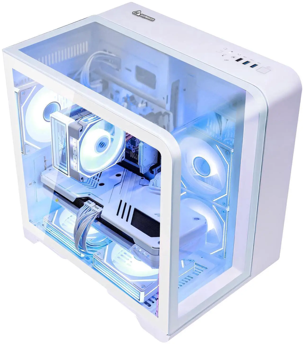Hoengager Astral Mini Gaming PC -AMD Ryzen 5 7600X 6-Core 4.7 GHz-RTX 5060 8GB -32GB DDR5 RAM RAM-1TB PCIe SSD-RGB Fans-Windows 11 Desktop Computer