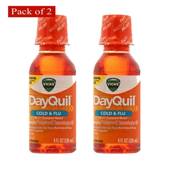 Vicks Dayquil Cold & Flu Non-Drowsy Liquid 236ml (Pack of 2)