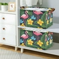 thumbnail image 2 of Yayeee Foldable Storage Basket for Shelves with Handles Set of 2 Waterproof Cloth Bins, Flamingo Floral Pattern, 2 of 7