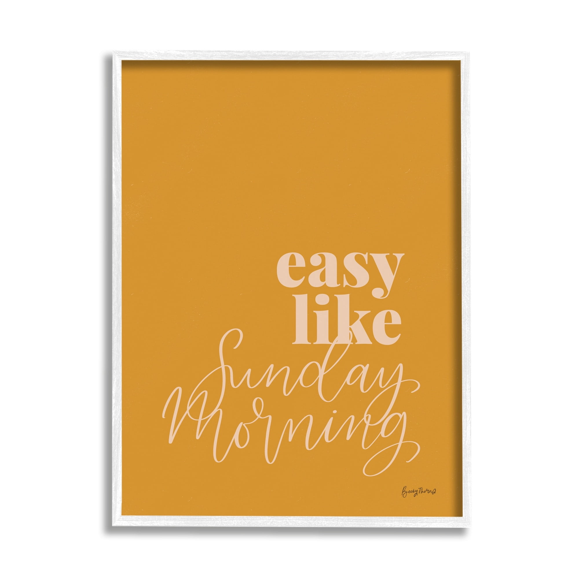 Stupell Industries Easy Like Sunday Morning Phrase Minimal Orange Pink, 16 x 20,Design by Becky Thorns