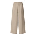 thumbnail image 6 of Outfmvch Flowy Pants for Women Flowy Wide Leg Drawstring High Waist High Waisted Linen Pants Women' S Culottes Women's Culottes Wide Leg Linen Pants with Side Pockets Baggy Straight Leg Beige S-2XL, 6 of 9