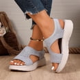 thumbnail image 6 of Xfvqtps Womens Knit Slip on Sandals Open Toe Casual Slides with Low Wedge Stretch Comfortable Breathable Walking Summer Shoes, 6 of 9