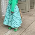thumbnail image 2 of Zwiiyzr 2-11Y Floral Long Skirt For Girls Toddler Kids Teens A-Line Maxi Skirts Spring And Summer Temperament Flare Loose Umbrella Skirt Green, 2 of 7