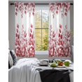thumbnail image 3 of Pink Red Eucalyptus Leaves Sheer Curtains 54 Inch Length 2 Panels Set for Living Room/Bedroom, Watercolor Spring Summer Botanical Kitchen Curtains Grommet Curtains Window Treatments 42"x54"x2, 3 of 7