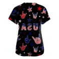 thumbnail image 4 of 250th Anniversary USA Scrub Tops for Women Plus Size Loose Short Sleeve USA Flag Print Scrubs V Neck 4th of July Patriotic Scrub Shirts Medical Nurse Uniform Nursing Workwear with Pockets Navy 4XL, 4 of 4