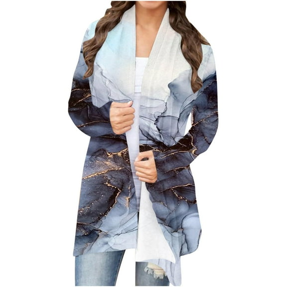 IROINNID Clearance Cardigan for Women Long Sleeve Print Cardigan Top Blouse,White