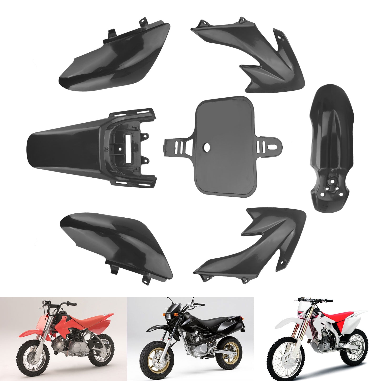 XKH Group 7 PCs Black Plastic Fairing Body Cover Kits For Baja Dirt Runner 125