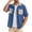 Blue, variant on Men's Corduroy Button Down Shirts Color Block Lapel Chest Pocket Short Sleeve Casual Tees Lightweight Breathable Summer Outdoor Vacation Tops Black S