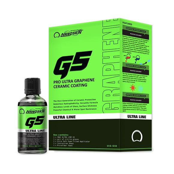 Nanoskin Ultra Line G5 Ultra Revêtement Céramique au Graphène – Revêtement de Peinture Céramique Durable pour l'Esthétique Automobile / à Appliquer après le Lavage de Voiture, Barre d'Argile, Polisseuse de Voiture / pour Voitures, Camions, Bateaux, VR, Motos et Mo