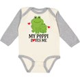 thumbnail image 3 of Inktastic My Poppi Loves Me Grandson Frog Boys Long Sleeve Baby Bodysuit, 3 of 5