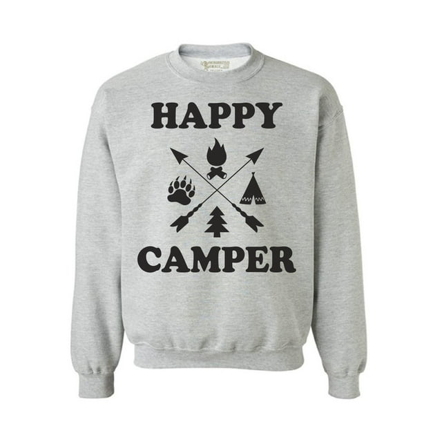 Awkward Styles Black Crewneck for Camper Happy Camper Unisex Crewneck Camper Sweater for Men Happy Camper Crewneck for Women Camping Clothes Happy Camper Crewneck Campers Gifts Sweater for Camper