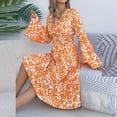 thumbnail image 4 of Wo-Fusoul Robe à Manches Longues pour Femmes, Robe Maxi d'Été Décontractée à Col en V, Robe Longue Unie, Bleu, 4 of 8