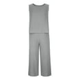 thumbnail image 4 of FRSASU 2Pc Fashion Woman Round Neck Sleeveless Blouse +Loose Pockets Pants Sets, 4 of 8