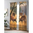 thumbnail image 4 of Fall Sheer Curtains 108 inches Long, Animal Retro Forest Brown Elk Oil Painting Light Filtering Sheer Window Curtains Rod Pocket Voile Drapes for Bedroom Living Room, 52"W x 108"L 2 Panels, 4 of 7