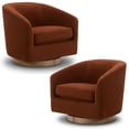 thumbnail image 3 of CHITA Swivel Accent Chair Set of 2, Velvet Round Barrel Arm Chair Living Room, Burnt Orange, 3 of 14