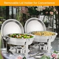 thumbnail image 4 of Ktaxon 2 Pack Chafing Dish for Buffet with Lid Holder, 5 Quart Stainless Steel Buffet Set, Round Chafers and Warmers Sets for Party, Catering, Wedding, Banquet, Graduation, 4 of 7