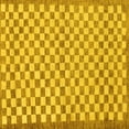 thumbnail image 1 of Ahgly Company Machine Washable Indoor Square Checkered Yellow Modern Area Rugs, 8' Square, 1 of 4