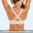thumbnail image 4 of YANDW Women's Push Up Bra Racerback Front Closure Criss-Cross Padded T-Shirt Bras Underwire Plunge Add Cup, Beige 36A, 4 of 6