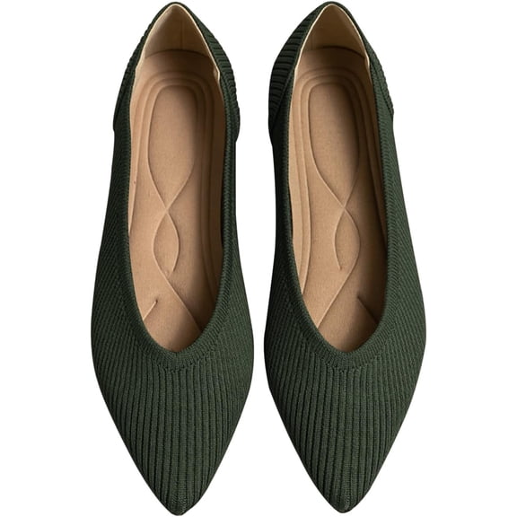 Women's Flats Shoes Pointed Toe Knit Ballet Comfortable Dressy Slip On Flat