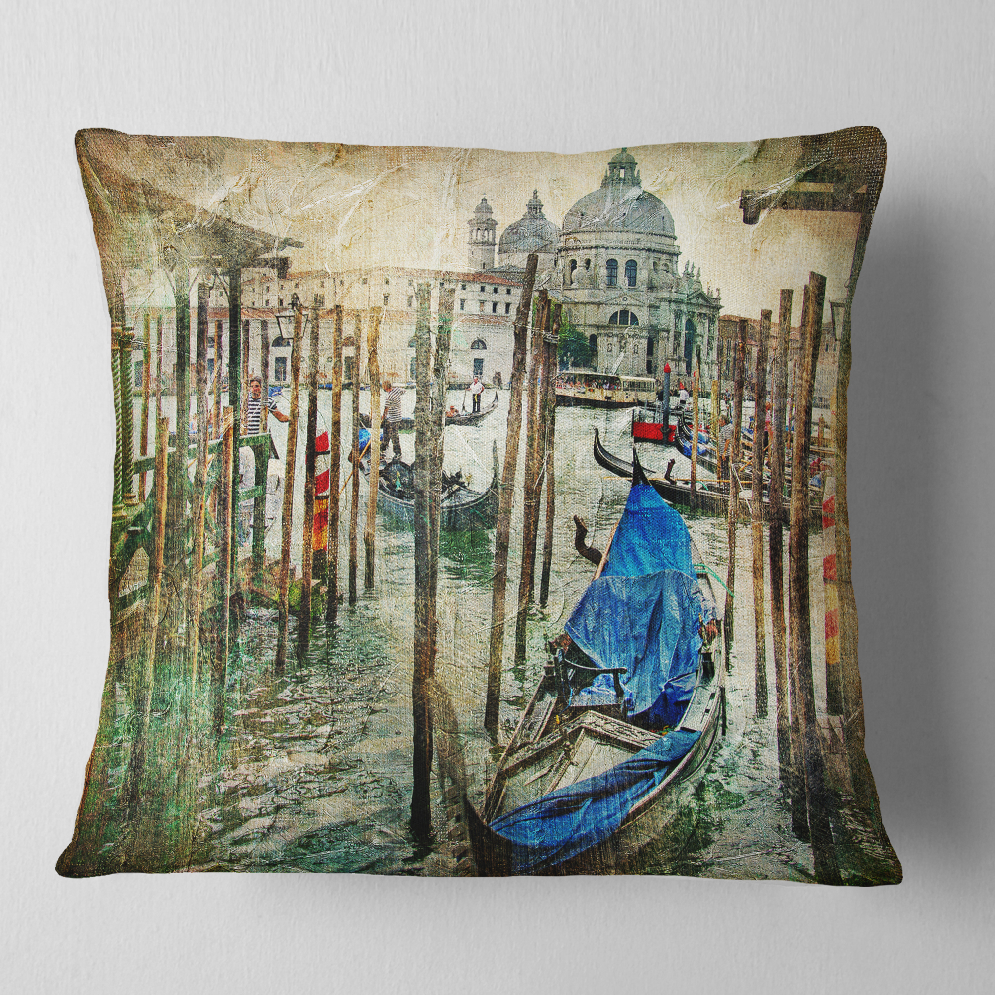 Designart Beautiful Venice - Landscape Printed Throw Pillow - 16x16