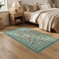 thumbnail image 2 of ODIKA 5'x7' Green Sage Botanical Floral Vine Courtyard Washable Area Rug Traditional Inspired Ornate Border Design for Dining Room, Under Table, Home Office, Non-Slip Chair-Friendly, 2 of 7