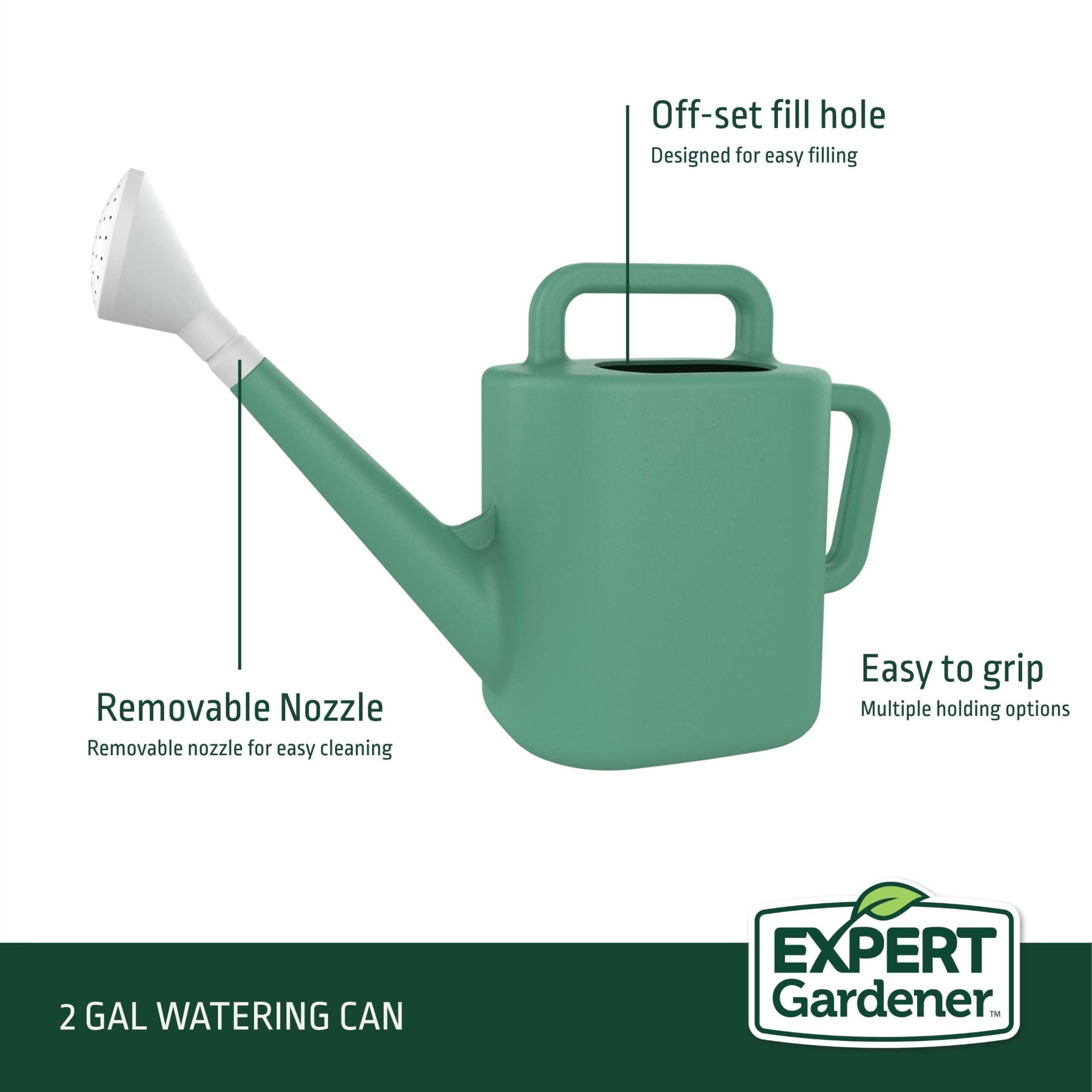 Expert Gardener 2 gal. Resin Watering Can, Green Lily