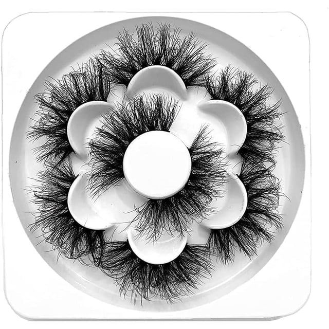 Pestañas postizas Pestañas hechas a mano 25 mm 8D Volumen esponjoso Pestañas postizas largas y tenues dramáticas Pestañas postizas suaves y reutilizables Paquete de 4 pares