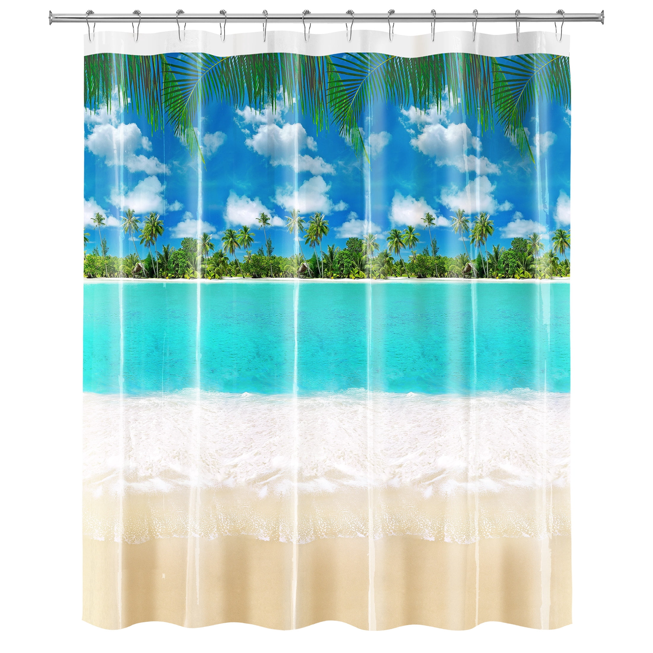 Mainstays Photoreal Beach PEVA Shower Curtain, 70" x 71"