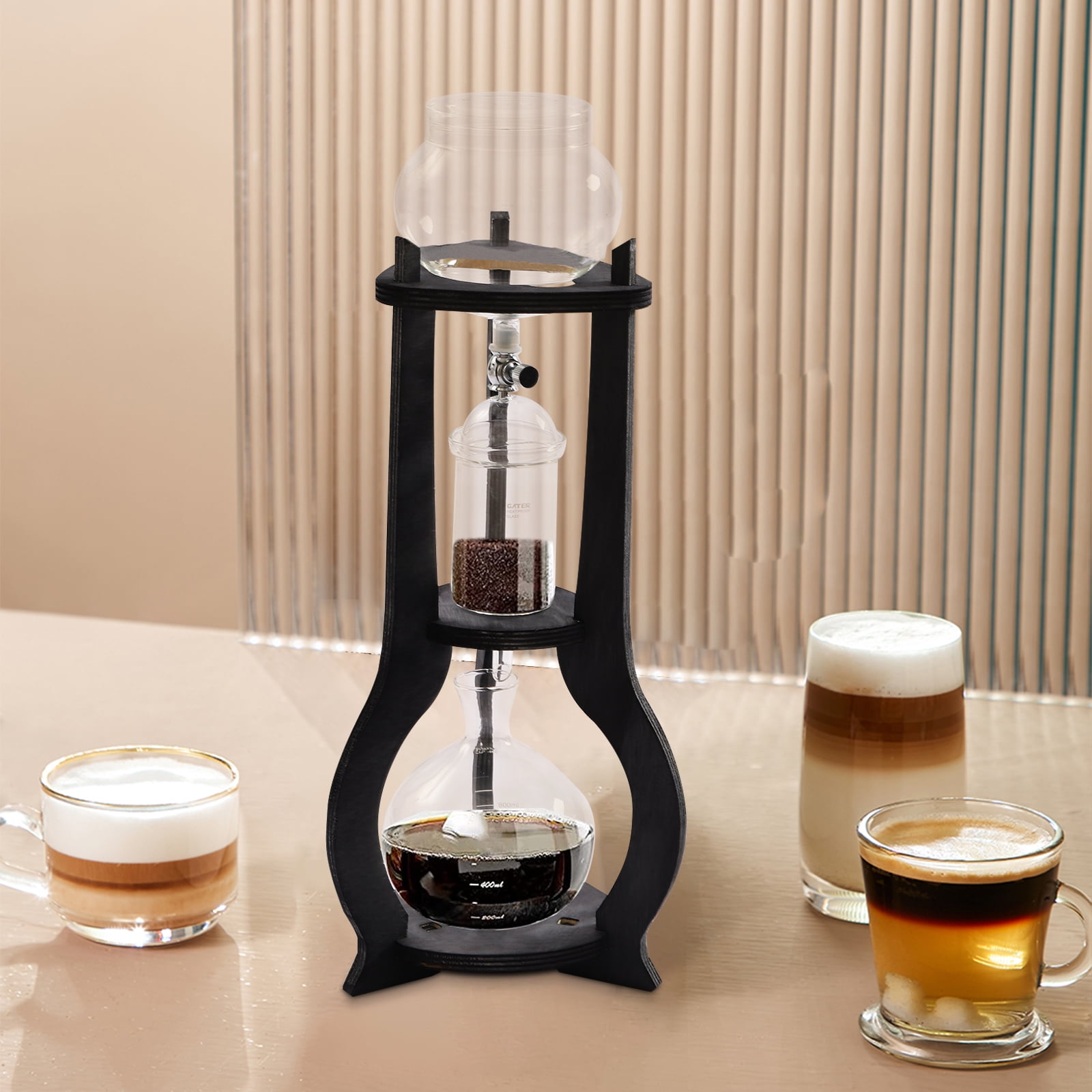 Iced Coffee Cold Brew Drip Tower Coffee Maker Wooden, 6-8 cup Grey For Making Delicious Cold Extracted Coffee At Home